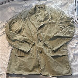 L.L Bean Olive Green Blazer with shoulder pads and pockets vintage